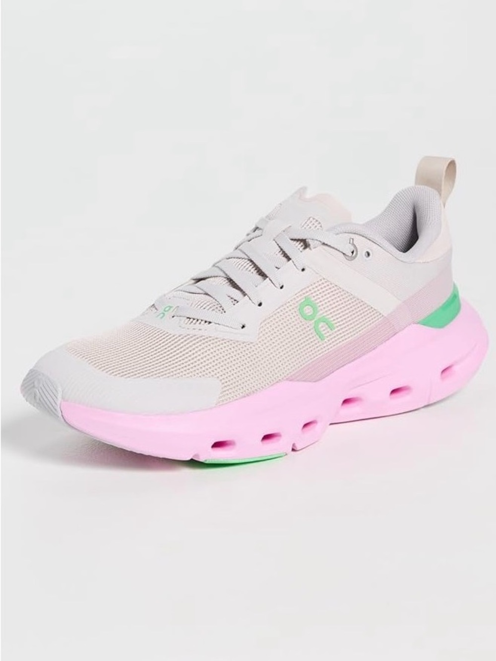 On Running Lightweight Women's Cloudnova Lace-Up Sneakers in Pink/Green. Size 10